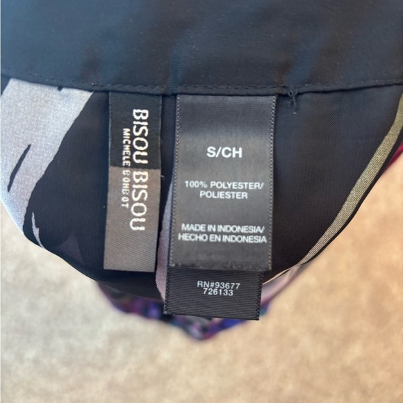 Bisou Bisou Abstract Print Tunic Blouse Sheer Sleeves Size S - Picture 9 of 9